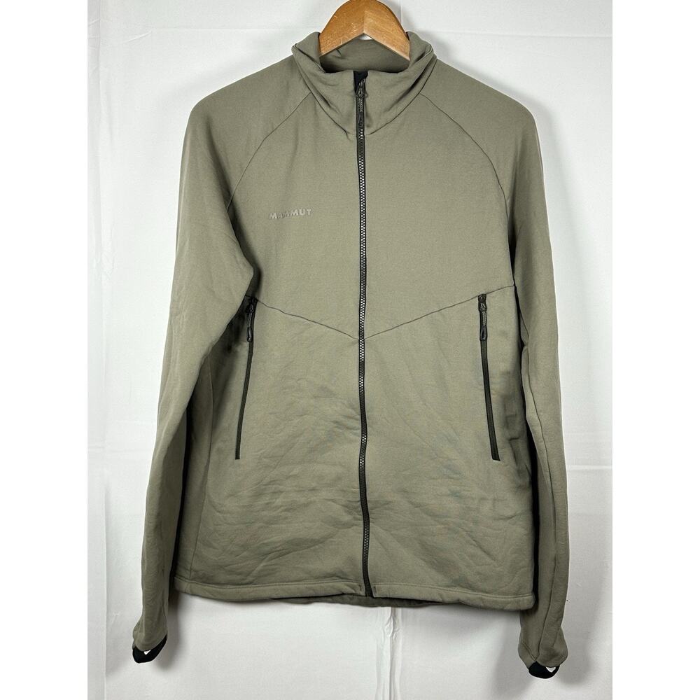 Mammut Men’s L Full Zip Midlayer Jacket Olive Stretch Fleece Technical Outdoor